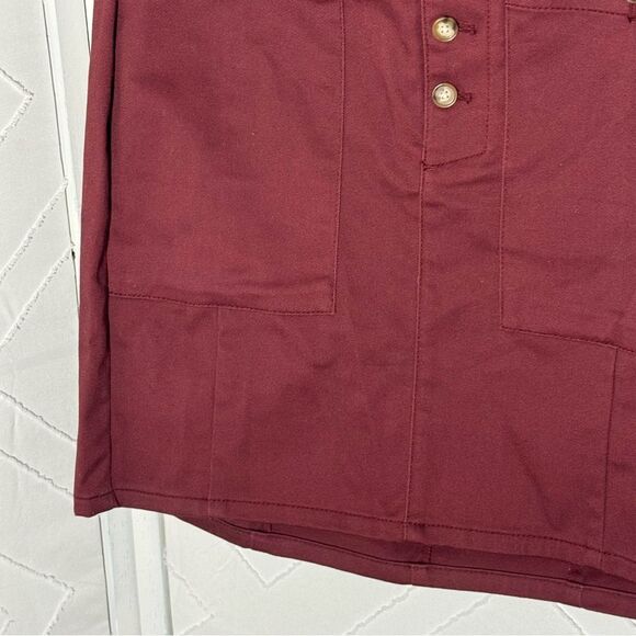 NWT LOFT Outlet Burgundy Front Button Mini Skirt Size 4P - Picture 5 of 10